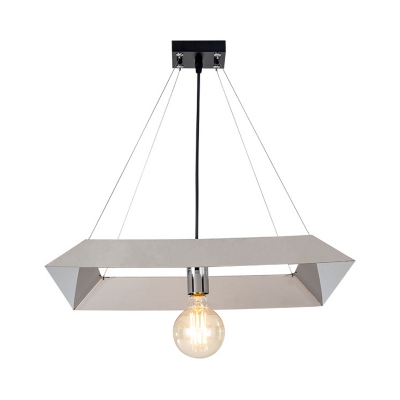 White Finish Geometric Frame Pendant Light Modernism 1 Bulb Iron Hanging Ceiling Lamp