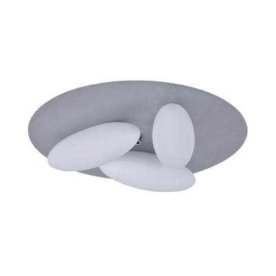 3/5 Heads Living Room Flush Mount Modernist White Ceiling Mounted Light with Oval Frosted Glass Shade