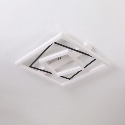 Acrylic Square Frame Flushmount Modern LED Flush Ceiling Light Fixture in Black/Grey/White for Bedroom