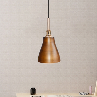 Antiqued Brown Single Pendulum Light Industrial Metal Tapered Hanging Pendant for Living Room, 6