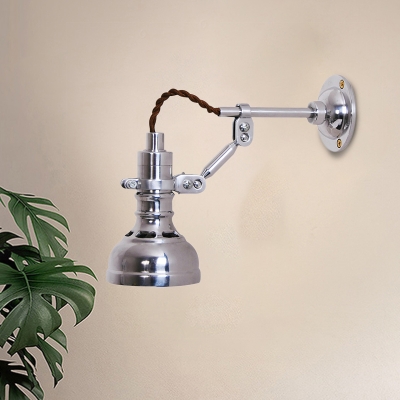 Bell Indoor Wall Sconce Lighting Industrial Metallic 1-Head Chrome Rotatable Wall Lamp