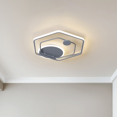 Black/Grey Dual-Hexagon Frame Flush Lamp Simple 18