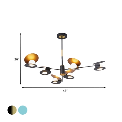 Blue/Black and Gold Mussel Shaped Chandelier Modern Nordic 6/8-Head Iron Hanging Ceiling Lamp for Living Room