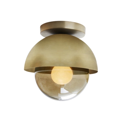 Chrome/Brass Bowl Wall Mount Lamp Postmodern 1 Head Metal Sconce Light Fixture with Ball Glass Shade