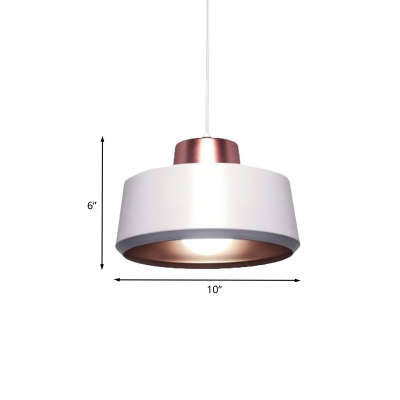 Circle Dining Room Ceiling Light Metal 1-Head Modern Nordic Suspended Pendant Lamp in White