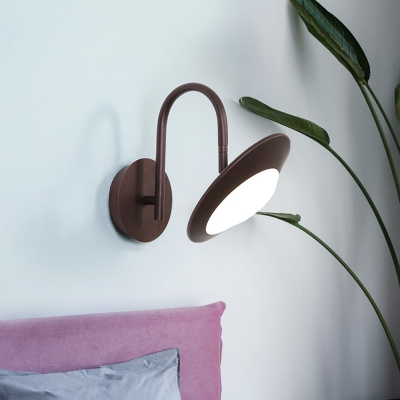 Coffee/White Rotatable Urn Wall Lamp Sconce Contemporary Metal LED Wall Mounted Light with Gooseneck Arm for Bedroom