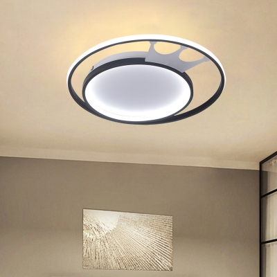 Crown Acrylic Ceiling Mount Light Fixture Cartoon LED White Finish Flushmount for Living Room in Warm/White Light