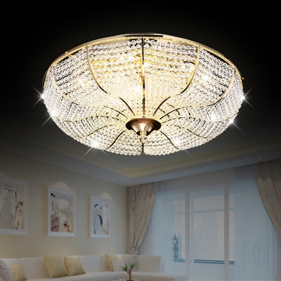 Crystal Bead Gold Flush Mount Lamp Scalloped LED Modernist Flush Ceiling Light Fixture