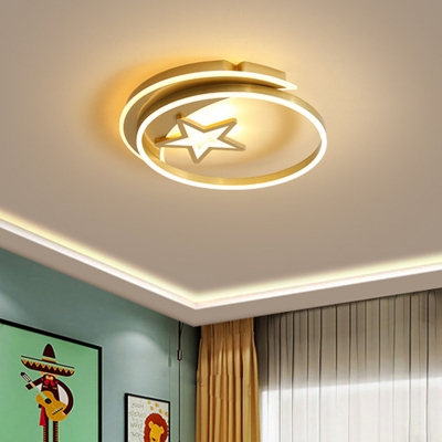 Gold/Coffee Star Flush Mount Light Nordic Style LED Acrylic Close to Ceiling Lighting for Bedroom