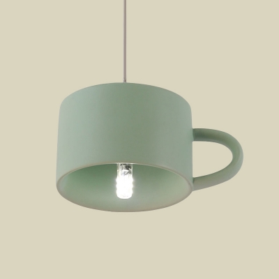 Green Cup Shape Down Lighting Modern Nordic 1 Light Ceramics LED Mini Suspended Pendant Lamp