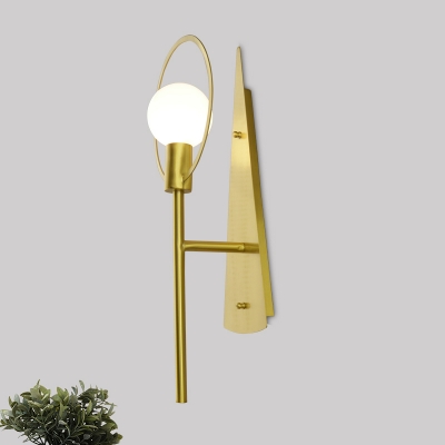 Mid Century Geometric Wall Light Metallic 1/2-Light Lounge Sconce Lighting in Brass with Exposed Bulb Design