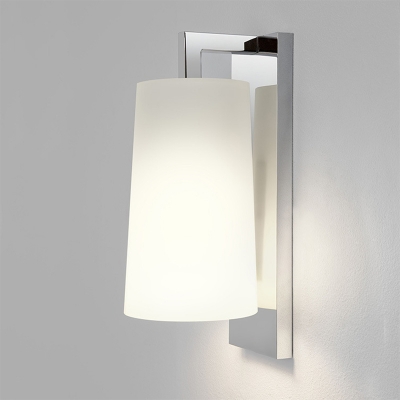 Minimalist Horn Shade Wall Lamp 1-Light Fabric Wall Sconce Light in Chrome for Bathroom