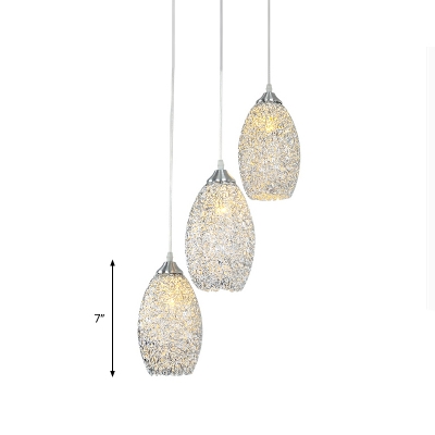 Modern 3 Light Cluster Pendant Chrome Ellipse Hanging Lamp with Aluminum Lampshade