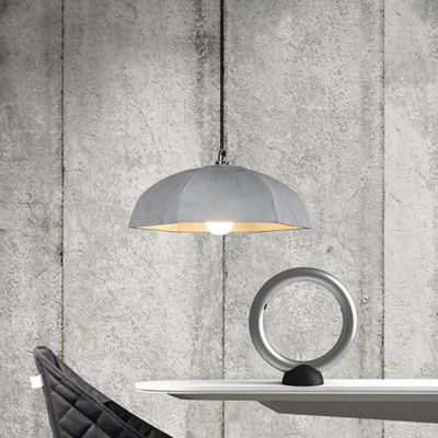 Umbrella Cement Ceiling Light Antiqued 1 Light Living Room Hanging Lamp Kit in Grey