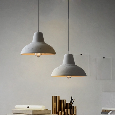 White/Grey Barn Pendant Lighting Industrial Cement 1 Bulb Coffee House Hanging Lamp Kit with Carved Inside