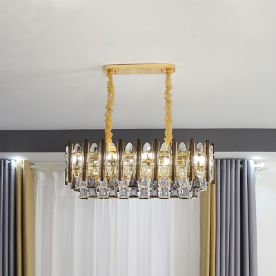 10-Light Island Pendant Light Modernist Tapered Crystal Hanging Ceiling Lamp in Gold