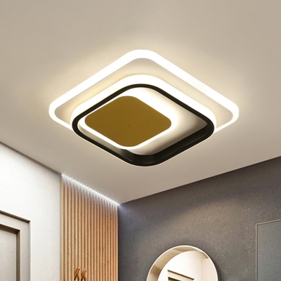Acrylic Square/Round Flush Lighting Modernism LED Ceiling Mounted Lamp in White and Black