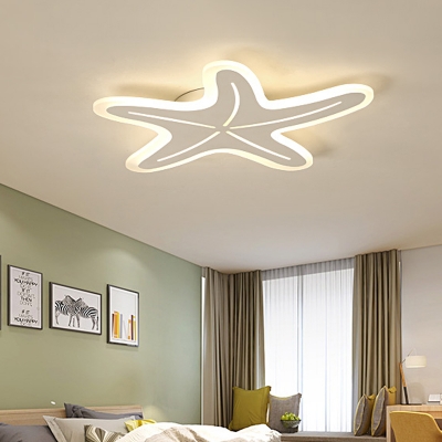 Blue/Pink/White Star Light Fixture Simplicity Acrylic LED Flushmount Ceiling Lamp for Bedroom