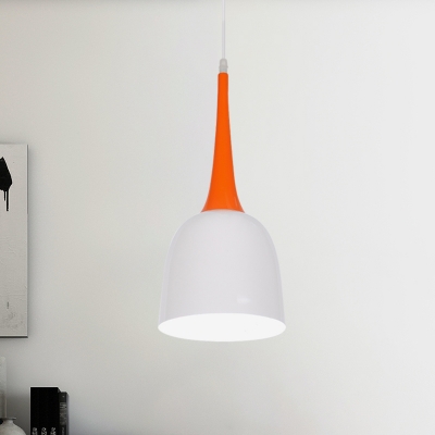 Iron Bell Shape Pendant Lighting Macaron 1 Head Black/White/Pink and Orange Ceiling Suspension Lamp