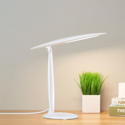 LED Bedroom Task Light Minimalism White Finish Rotatable Reading Book Lamp with Oval Plastic Shade