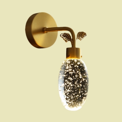 LED Wall Mount Lighting Modernist Oval Bubble Crystal Wall Lamp Sconce in Gold for Bedside