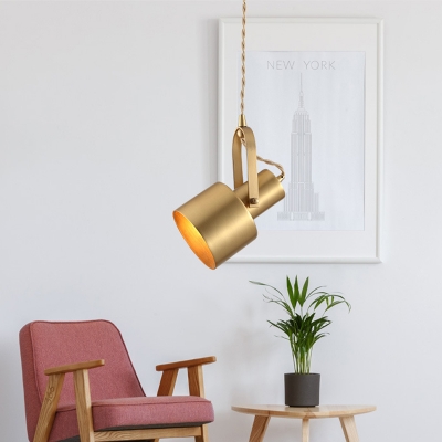 Metal Grenade Adjustable Ceiling Pendant Post-Modern Single Brass Hanging Light Fixture in Brass