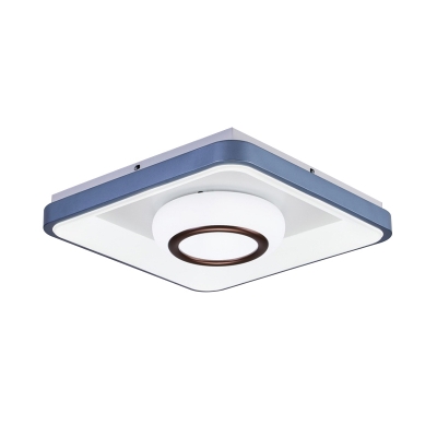 Minimalism LED Ceiling Mounted Fixture Blue and White Square and Triangle/Bubble/Circle Flush Light with Acrylic Shade