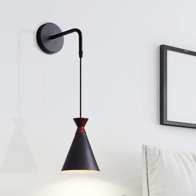 Modernist 1 Bulb Sconce Lighting Black/Grey/White Finish Flared Wall Mount Pendant Lamp with Iron Shade