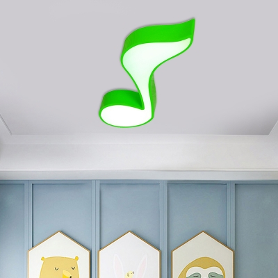 Musical Note Flushmount Ceiling Fixture Kids Acrylic Red/Green/Yellow LED Flush Light for Kindergarten