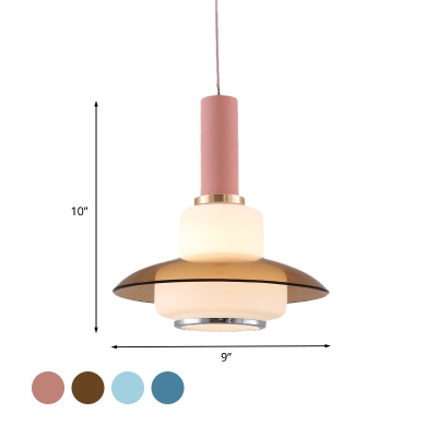Opal Glass Gourd Hanging Lighting Macaron 1 Head Pink/Light Blue/Gold Finish Pendant Ceiling Lamp over Dining Table