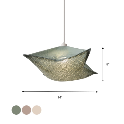 Printed Fabric Pillow Pendant Lamp Modern Creative 1-Light Living Room Ceiling Hanging Light in Light-Purple/White/Green