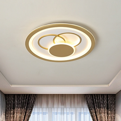 Round Ceiling Mounted Lamp Modernist Acrylic LED Gold Flush Light in Warm/White Light, 16