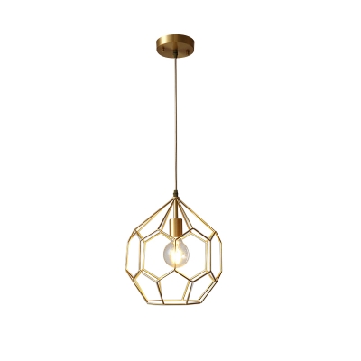 Spherical Honeycomb Mini Pendant Light Modernism Metal 1 Bulb Bistro Ceiling Lamp in Brass