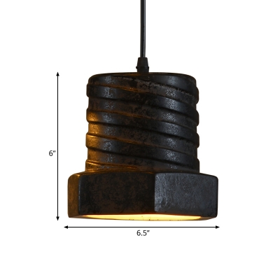 1 Light Hanging Pendant Industrial Cylinder/Dome Ceramic Suspension Light in Black for Dining Room