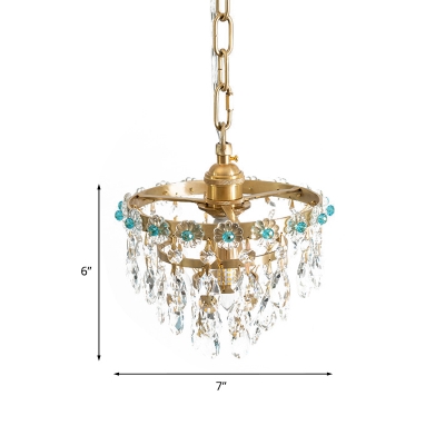 4-Head Cut Crystal Chandelier Lamp Traditional Gold Tiered Living Room Hanging Ceiling Light
