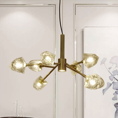 8 Bulbs Sputnik Chandelier Lighting Modern Brass Crystal Block Suspension Pendant Light