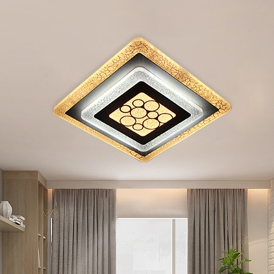 Acrylic Rhombus Flush Mounted Lamp Modernist LED Flush Ceiling Light in White-Black with Crackle Design