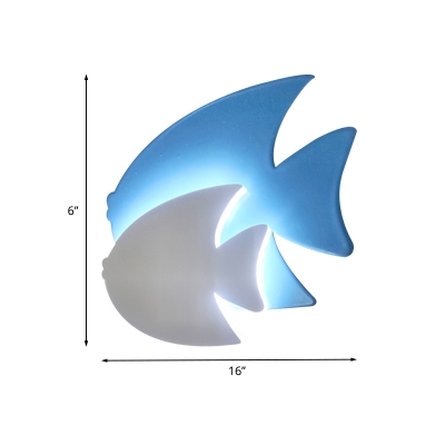 青と白の漫画魚壁取り付け用燭台照明器具アクリル子供部屋ledウォールランプ Beautifulhalo Com