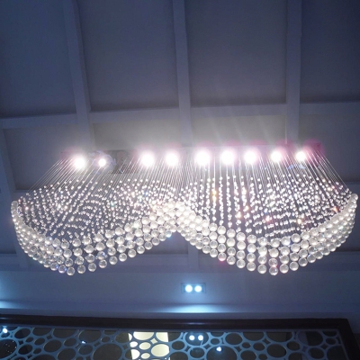 Crystal Drip Satin Nickel Flushmount Waterfall 5 Lights Modern LED Flush Ceiling Lamp with Dual Loving Heart Design