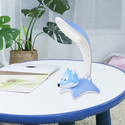 Cute Fox Shaped Table Light Cartoon Plastic LED Bedroom Night Lamp in Blue/Pink with Plug In Cord