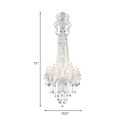 Draped Clear Crystal Hanging Lamp Traditional 10-Light Living Room Pendant Chandelier