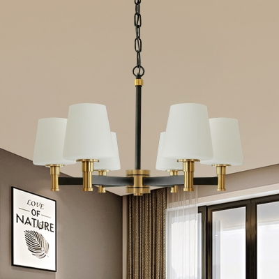 Fabric White/Beige Pendant Chandelier Barrel 6 Lights Countryside Radial Ceiling Hang Fixture