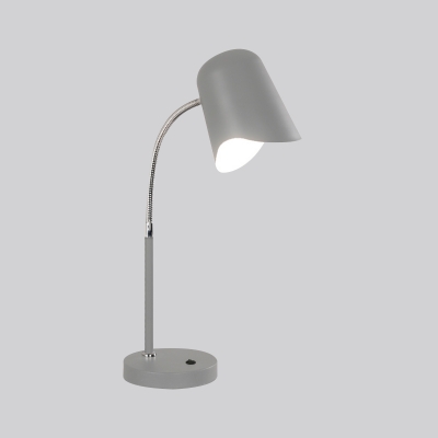 Flexible Gooseneck Iron Table Lamp Macaron Single-Bulb Black/Grey/Blue Nightstand Light with Waveform Lampshade