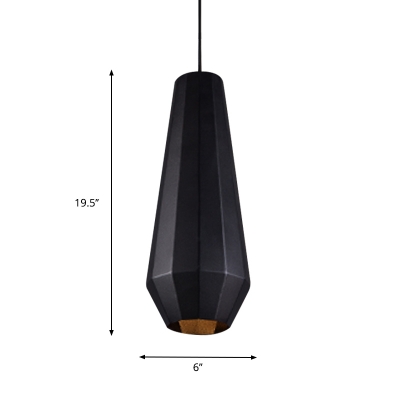 Geometric Iron Down Lighting Industrial 1 Bulb Restaurant Suspension Lamp in Black