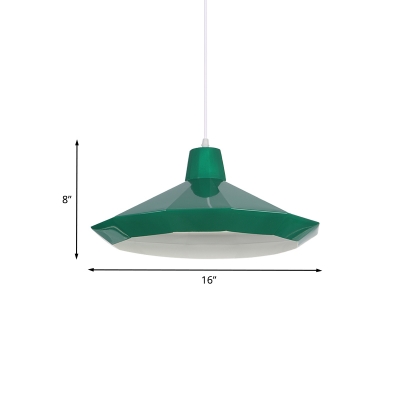 Geometric Shape Hanging Lamp Kit Macaron Iron 1 Light Yellow/Blue/Green Finish Ceiling Pendant Lamp