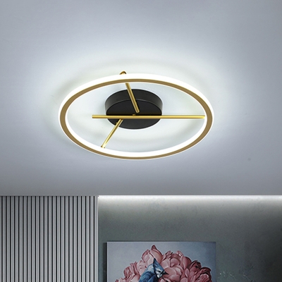 Halo Ring Ceiling Flush Minimalism Acrylic LED Gold Flush Mount Light Fixture in White/Warm Light, 16