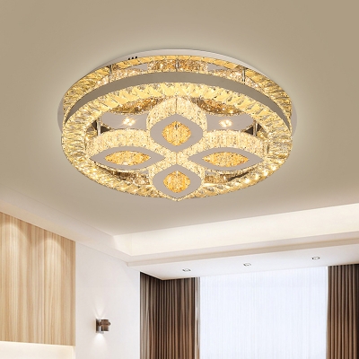 LED K9 Crystal Ceiling Fixture Minimalist Chrome Four-Leaf Clover/Star Bedroom Flush Mount Lighting