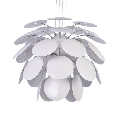 Metallic Pinecone Suspension Light Modernism 1-Head White Finish Hanging Ceiling Lamp, 19.5