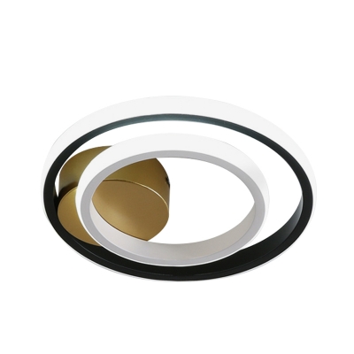 Minimalist Round/Square Ring Flush Lamp Acrylic LED Corridor Flush Mounted Lighting in White and Black