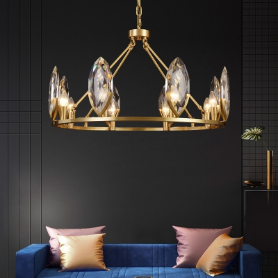 Modern Oval Ceiling Chandelier Crystal 6/8-Light Living Room Suspension Pendant in Gold with Ring Design